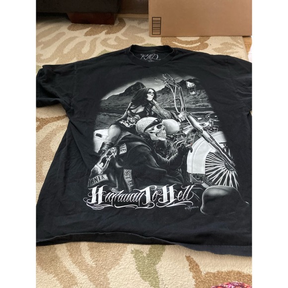 Ride or die t- shirt men’s black motorcycle highway to hell size 2xl - Picture 3 of 4